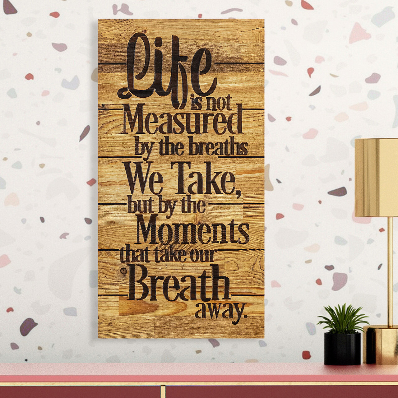 Decoratiune de perete, Life Is Not Measured By, Dimensiune: 30 x 3 x 58 cm, Nuc / Negru - imagine 7